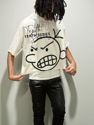 Cartoon Letter Printed Loose Casual Tee