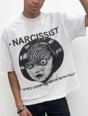 Abstract Cartoon Print Loose Pullover Tee