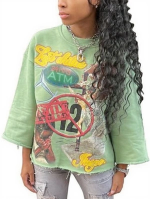 Graffiti Letter Printed Casual T-shirts