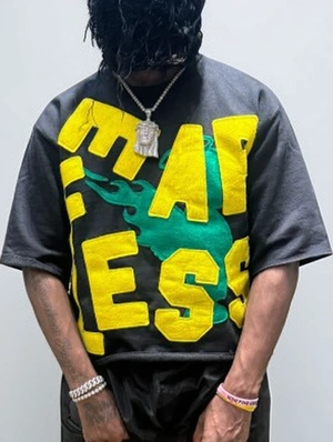Colorblock Letter Printed Loose Tee