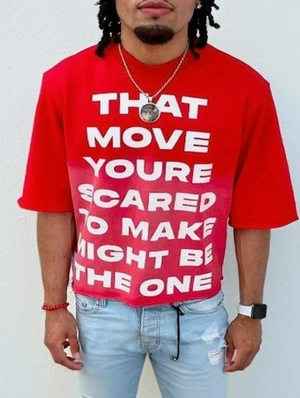 Gradient Color Letter Printed Loose Tee