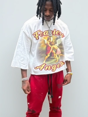 Cartoon Angel Letter Print Streetwear Tee