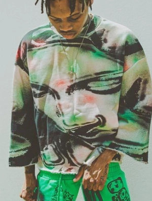 Abstract Portrait Printed Loose Retro Tee