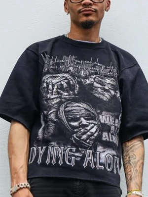 Horror Letter Printed Loose Pullover Tee