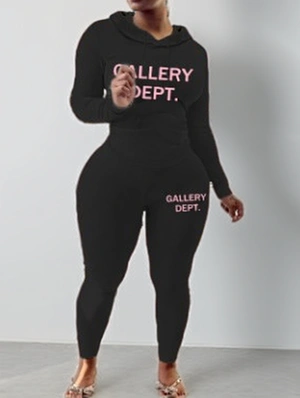 Plus Size Print Slogan High Rise Pant Sets