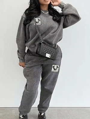 Letter Printed Loose Sweatshirt Pant Sets