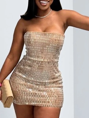 Rhinestones Strapless Cocktail Mini Dress