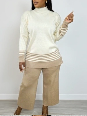 Colorblock Striped Loose Sweater Sets
