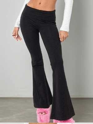 Plain Color Bodycon Flare Leg Pants