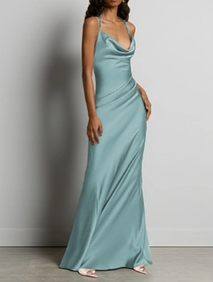 Plain Wing Neck Halter Backless Maxi Dress