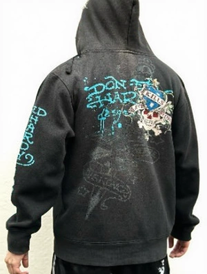 Dagger Skull Print Loose Zipper Hooded Coats