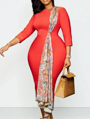 Color Matching Print High Rise Sheath Dress