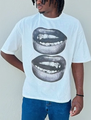 Diamond Teeth Printed Loose Crewneck Tee