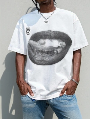 Gemstone Teeth Printed Loose Casual Tee
