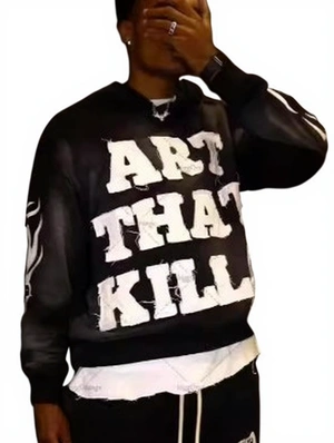 Hip Hop Style Letter Printed Long Sleeve Men Hoodies