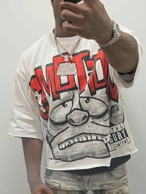 Cartoon Letter Printed Streetwear Tee
