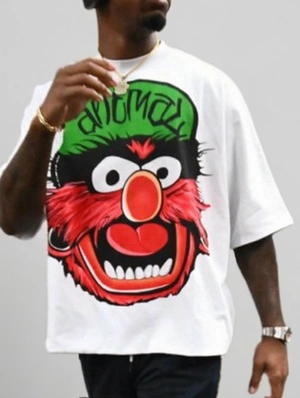 Cartoon Letter Printed Loose Streetwear Tee
