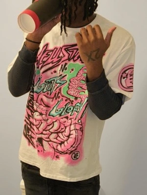 Colorblock Letter Printed Loose Tee