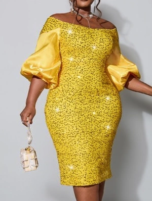 Boat Neck Elbow Sleeve Sheath Dress
