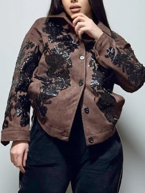 Sequin Embroidery Suede Lapel Jackets