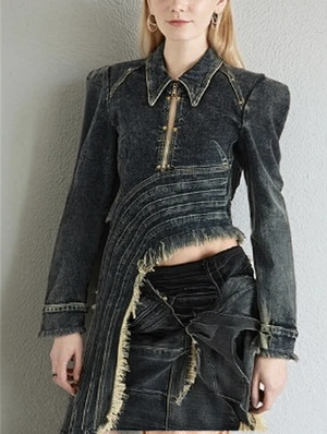 Irregular Tailor Denim Lapel Jackets