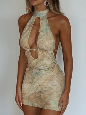 Halter Hollow-out Chic Sleeveless Dress