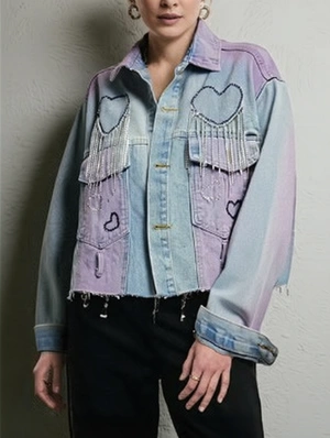 Heart Rhinestones Fringe Denim Jackets