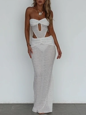 Sexy Hollow-out Off Shoulder Bodycon Sleeveless Maxi Dress