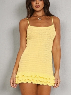 Solid Bodycon Ruffle Sleeveless Mini Dress