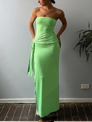 Strapless Tie-wrap Ribbons Maxi Dress
