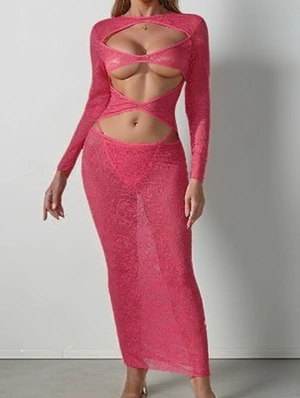 Flower Lace Hollow-out Sheer Maxi Dress