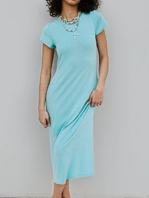 Plain Color Bodycon Short Sleeve Maxi Dress