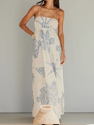 Colorblock Print Backless Lace-Up Maxi Dress