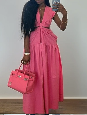 Hollow-out V Neck Sleeveless Maxi Dress