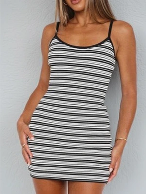 Striped Bareback Sleeveless Mini Dress