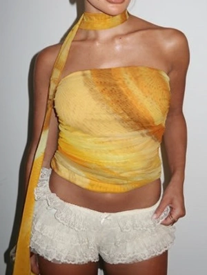 Contrast Color Ruched Gauze Tube