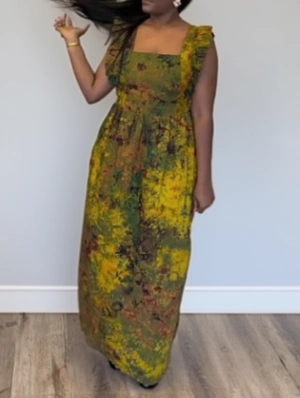 Colorblock Waist Tie Backless Maxi Dress