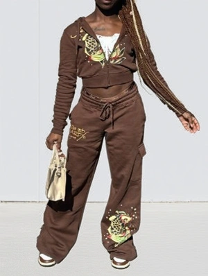 Koi Fish Cropped Hooded Pant Sets