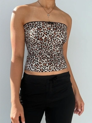 Leopard Printed Bow Lacework Tube