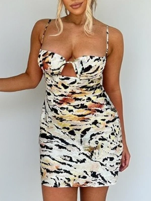 Tiger Striped Cutouts Sleeveless Mini Dress