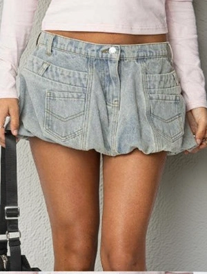 Vintage Denim Pocket Bubble Skirts