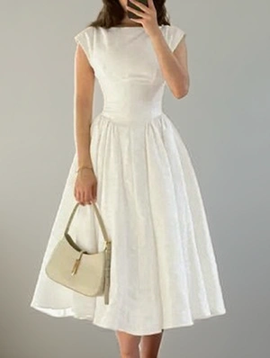 Elegant Backless Quilted  Skater Maxi Dress