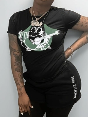 Cartoon Letter Printed Loose Short Sets
