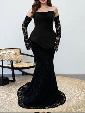 Lace Panel Tube Mermaid Skirt Sets