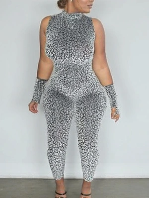 Leopard Backless Lace-Up Jumpsuits
