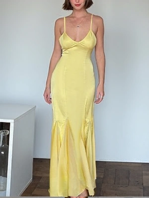 Elegant Solid Patchwork Backless Sleeveless Maxi Dress