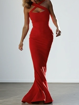 Elegant Solid Halter Maxi Dress