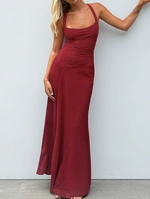 Elegant Solid Backless Sleeveless Maxi Dress