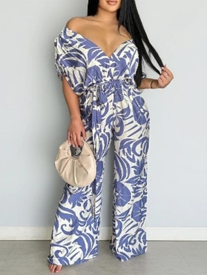 Batwing Sleeve Wide Leg Off Shoulder Jumpsuits