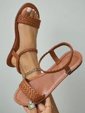 Simple Design Woven Elastic Sandals